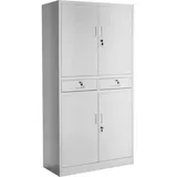 Tectake Aktenschrank 180 x 80 x 40 cm hellgrau