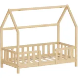 ML-Design Kinderbett Hausbett 70 x 140 cm Kiefer natur beige