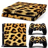 DOTBUY PS4 Skin Aufkleber Sticker Design Folie schützende Haut Schale für Sony Playstation 4 Konsole und 2 Dualshock Controller (Fell Leopard Yellow)