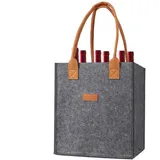 Celuicion Flaschenträger 6 Fächer Flaschentasche, Filz Flaschen Tasche Wiederverwendbar Männerhandtasche für Bierflaschen Weinflasche Getränketasche
