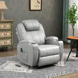 Homcom Relaxsessel Kunstleder 75 x 100 x 90 cm Grau elektrisch mit Massagefunktion