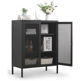 Coemo Mein-Regal Highboard Mesh 80x40x100cm aus Metall mit Meshtüren schwarz