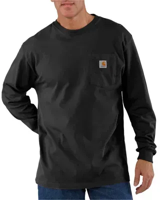 Herren Langarmshirt WORKWEAR POCKET T-SHIRT L/S,schwarz, Größe M - schwarz - M
