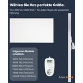 Umbrella UMBRELLA® F450 Infrarot Wandheizung 450W mit TH12 Thermostat – flaches Carbon Crystal Heizpaneel – elektrische Infrarotheizung zur Wandmontage... - Weiß