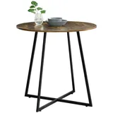 [en.casa] Küchentisch Vaggeryd 78x80cm Esstisch Tisch Esszimmertisch Metallgestell Dunkler Holzton