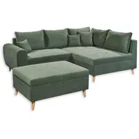 ed exciting design Calanda Ecksofa inkl. Hocker, frei im Raum stellbar, Rücken- und Zierkissen, grün