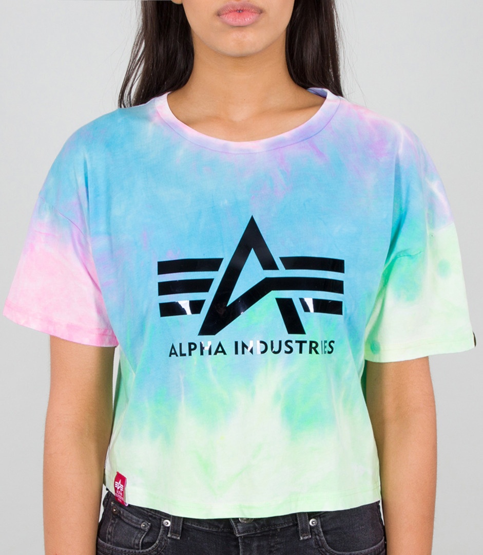 Alpha Industries Big A Batik Damen T-Shirt, grün-blau-lila, Größe XS