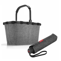 REISENTHEL® Einkaufskorb carrybag Set Twist Silver, mit umbrella pocket classic grau