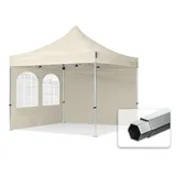 TOOLPORT 3x3m Aluminium Faltpavillon PROFESSIONAL 3x3 m mit 2 Seitenteile, creme