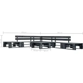 vidaXL Garten-Paletten-Sofagarnitur 6-tlg. schwarz Holz