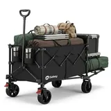 Sekey Bollerwagen Faltbar 240L mit ausklappbare Heckklappe,Transportwagen 150KG Belastbar, Faltbollerwagen Zusammenfaltbar aus Vier Richtungen, Handwagen mit All-Terrain-Räder, Flexi 3027, Schwarz
