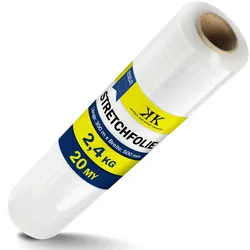KK Verpackungen 3 Rollen Stretchfolie Palettenfolie Wickelfolie 20 my 500mm x 300m transparent