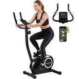 BAYMATE Heimtrainer Heimtrainer Höhenverstellbar Hometrainer (mit APP Magnetwiderstand LCD-Monitor Pulssensoren Handyhalterung) schwarz