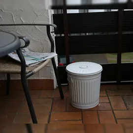 H&D Manufaktur Ascheeimer Metall Ø 21,5 cm 7 l weiß