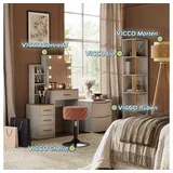 Vicco Schminktisch Conrada Weiß Sonoma Schminkspiegel 80x132 modern LED Beleuchtung Schlafzimmerkommode Schminkkommode Schublade Spiegelschrank Frisierkommode Make-Up-Tisch