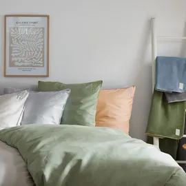 Bugatti Bettwäsche 155x220 cm - 100% Baumwolle, Reißverschluss, anschmiegsam, weich & waschbar, Satinbettwäsche orange Flieder einfarbig