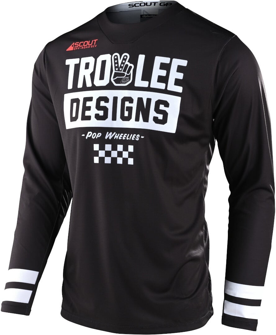 Troy Lee Designs Scout GP Peace & Wheelies Motorcross Jersey, zwart-wit, S Voorman