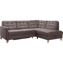 Ecksofa EXXPO - SOFA FASHION "Elio, kompakt und komfortabel, bequem, zeitloses Design, L-Form", braun, B:228cm H:84cm T:174cm, Sofas, wahlweise mit Bettfunktion und Bettkasten