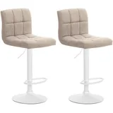 CLP Barhocker Calma 2er Set höhenverstellbar drehbar  creme/Metall matt weiss