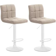CLP Barhocker Calma 2er Set höhenverstellbar drehbar  creme/Metall matt weiss