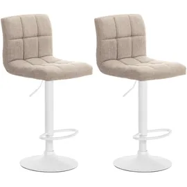 CLP Barhocker Calma 2er Set höhenverstellbar drehbar  creme/Metall matt weiss