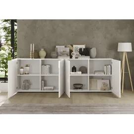 INOSIGN Sideboard »Rio Breite 240 cm, Kommode mit 4 Türen, Anrichte,« geriffelte MDF-Fronten, modern u. elegant, viel Stauraum weiß
