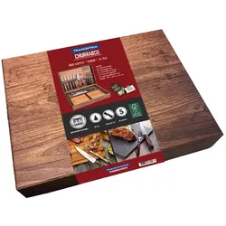 Tramontina JUMBO BBQ-Set, 15-teilig, Steakbesteck, Tranchierbesteck, Schneidebrett Teak, Edelstahl