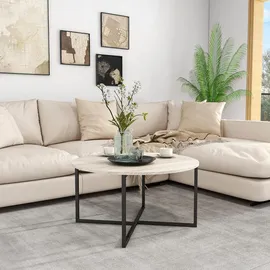 luxuskollektion Runder Couchtisch Schwarz Holz 88 x 44,5 cm