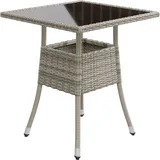 Juskys Yoro Polyrattan Gartentisch quadratisch 60 x 60 cm Grau
