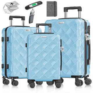 KESSER Kofferset, 43-teilig ABS Hartschalenkoffer mit Zahlenschloss, Waage & Brieftasche blau