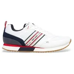 Pepe Jeans für Herren. PMS40028 Dublin Halbleder-Turnschuhe weiß (40), Wohnung, Wildleder, Schnürsenkel, Lässig