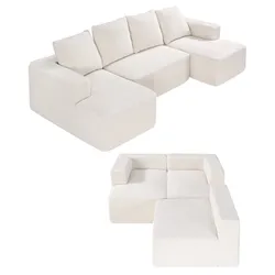 VEVOR Lounge Sofa Modulares Sofa U-Form Modulsofa mit Kissen Beige Couch 256cm