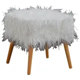 KAWOLA Hocker Fell FYNN Flokati Fellhocker weiß