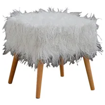 KAWOLA Hocker Fell FYNN Flokati Fellhocker weiß