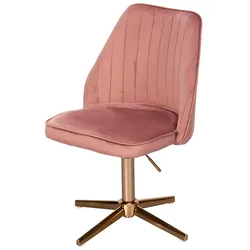 Schreibtischstuhl höhenverstellbar aus Samt und Metall Rosa und Goldfarben