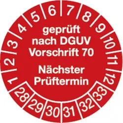 Dreifke® Prüfplakette geprüft nach DGUV Vorschrift 70 nächster P - 30 mm Folie selbstklebend, 10 St