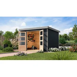 Gartenhaus KARIBU "Jupiter 5 C", anthrazit, graualuminium, ohne Fußboden, Holz, Stahl, Gartenhäuser, in verschiedenen Farben