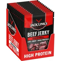 Jack Link's Jack Links Beef Jerky 12 x 25 g) Beutel, Original – Funktionelle Lebensmittel – Eiweiß-Snacks