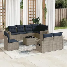 vidaXL Gartensofa-Set mit Kissen, grau, Polyrattan