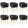 Tectake Esszimmerstuhl Astano Samt schwarz/gold 6er Set
