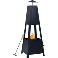 vidaXL Feuerstelle Feuerschale Feuerkorb Terrassenofen Gartenfeuer Gartenkamin Feuersäule Feuertonne Garten Schwarz 35x35x99cm Stahl