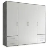 SchlafKONTOR Valencia 206 x 195 x 60 cm beton hell/weiß/betonoptik