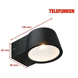 Telefunken Außenleuchte Aluminium, Glas 5,5 cm x 9,5 cm x 13 cm 1 Stück schwarz