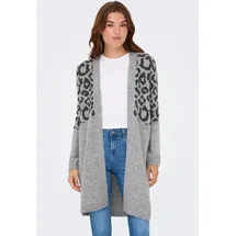 Only Strickjacke "ONLJADE ANIMAL LS CARDIGAN CC KNT", Damen, Gr. XS, grau (light grau melange pattern:leo, dunkelgrau melange), Strick, Obermaterial: 81% Polyacryl, 19% Polyester, gemustert, regular fit Po-bedeckend, V-Ausschnitt, Strickjacken Strickjacke