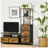 Homcom Sideboard 40 x 155 x 44 cm Rustikal-Braun