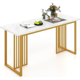 Costway Esszimmertisch 160 x 76 x 60 cm Weiß/Gold
