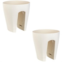ENGELLAND® ENGELLAND 2 x Blumentopf für Balkon-Geländer, Farbe: Beige,