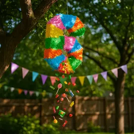 Relaxdays Pinata Zahl 6 HBT: 50,5 x 35,5 x 7,5 cm bunt