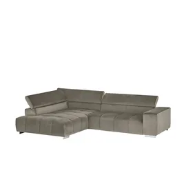 U N O Sports uno Ecksofa aus Samt Origo ¦ grau ¦ Maße (cm): B: 308 H: 70 T: 225.0