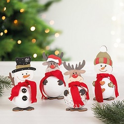 buttinette Bastel-Set "Schneemann & Rentier", 4 Stück